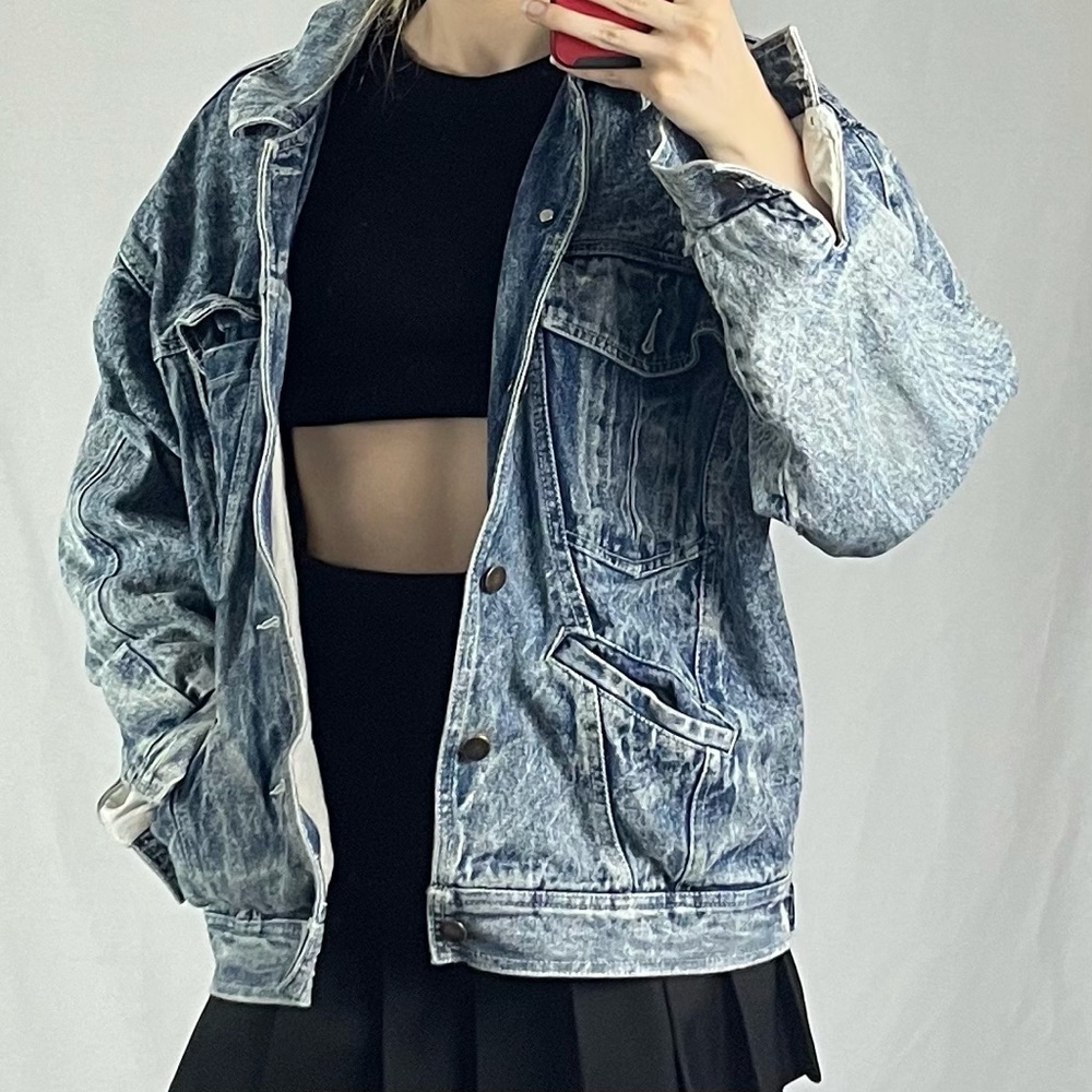 Distressed Acid Wash Denim Jean Oversized Jacket